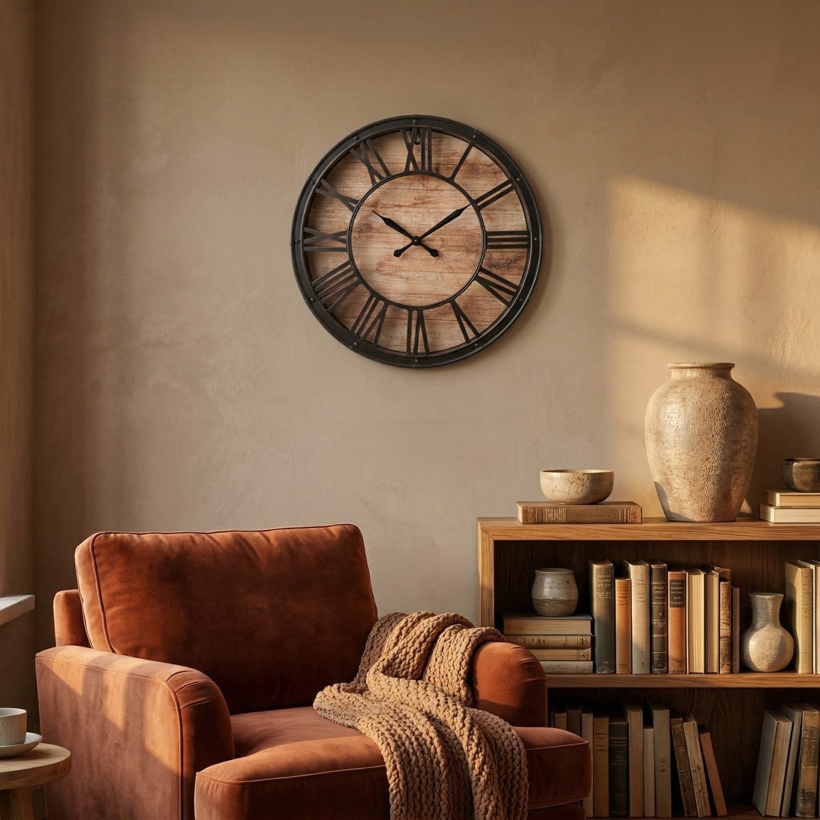 SCENA LIVING Wanduhr Wanduhr ARON im Industrial-Style, Metall, Ø 39 cm