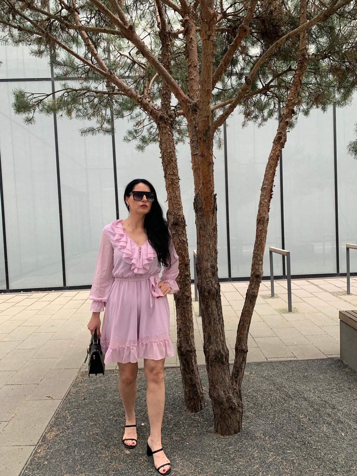 Lelü Fashion Babydollkleid Kleid mit Volants Rüschenbesatzung