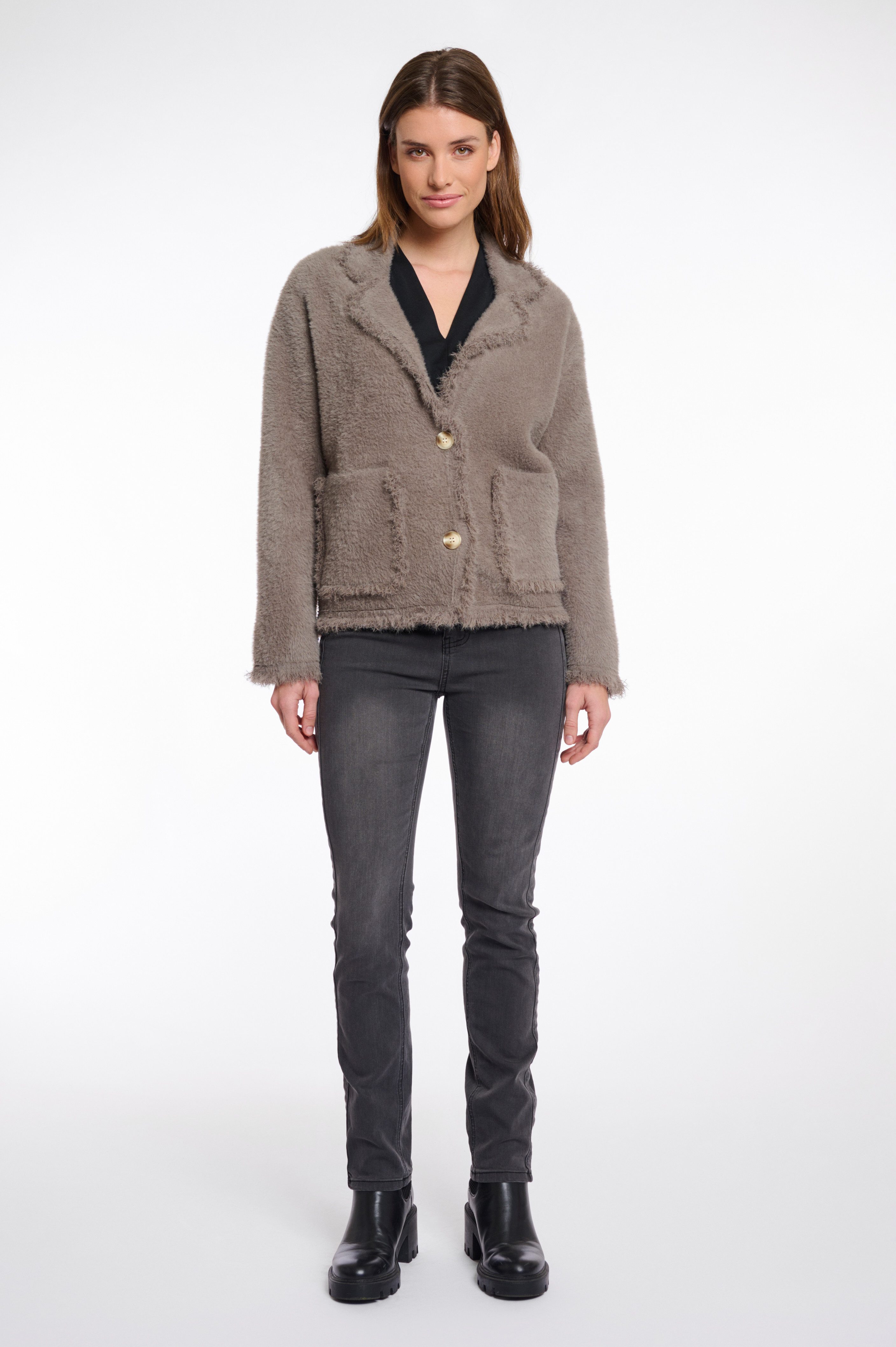 Rino & Pelle Bouclèjacke SENA mit Revers Kragen