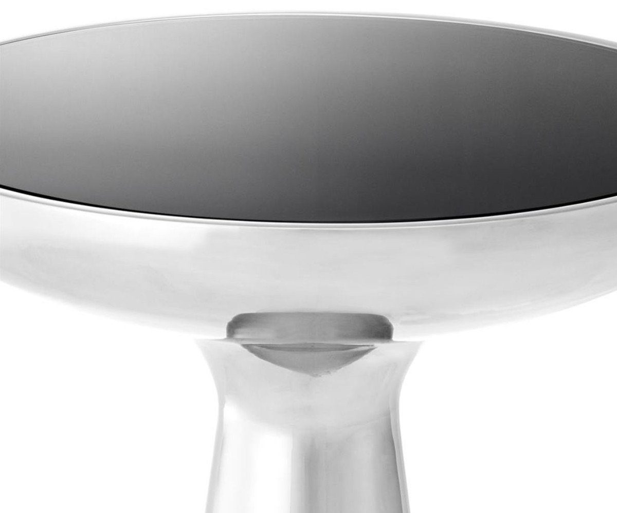 x Glasplatte cm Silber 60 50 Padrino Beistelltisch Runder Tisch Edelstahl - mit Schwarz Casa Ø Beistelltisch H. Luxus /
