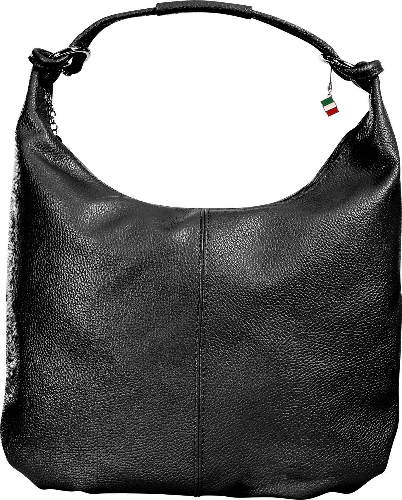 FLORENCE Schultertasche Florence Damen Schultertasche HoboBag (Schultertasche), Damen Schultertasche Leder, schwarz ca. 45cm x ca. 35cm