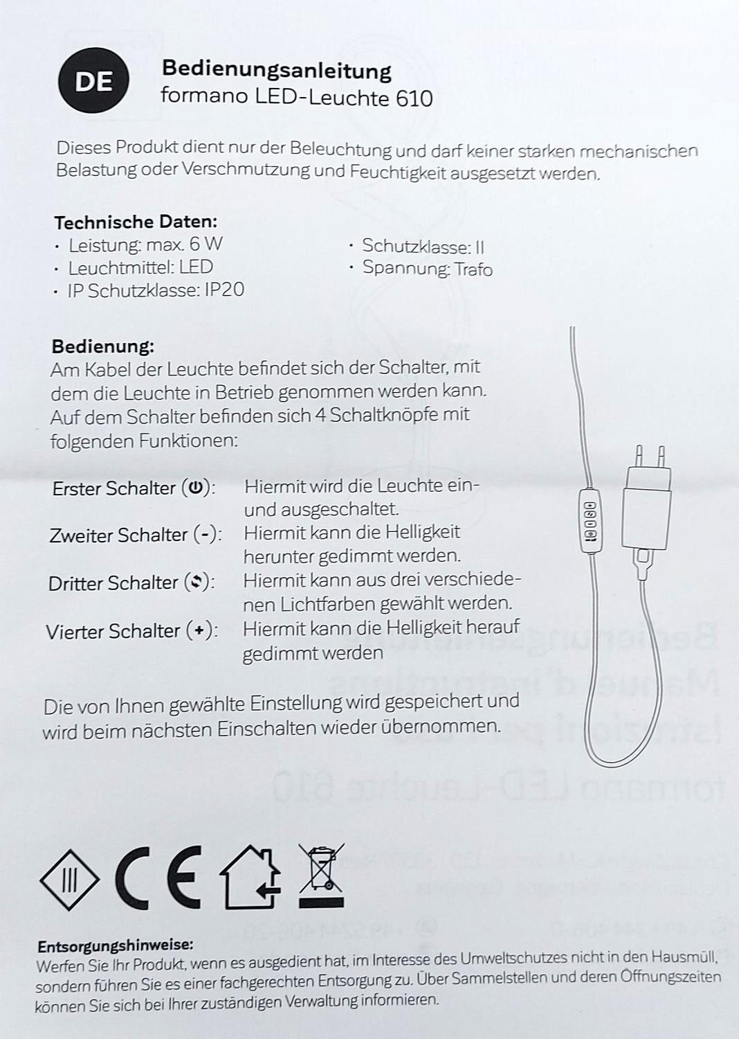 formano Nachttischlampe LED Lichtband günstig online kaufen