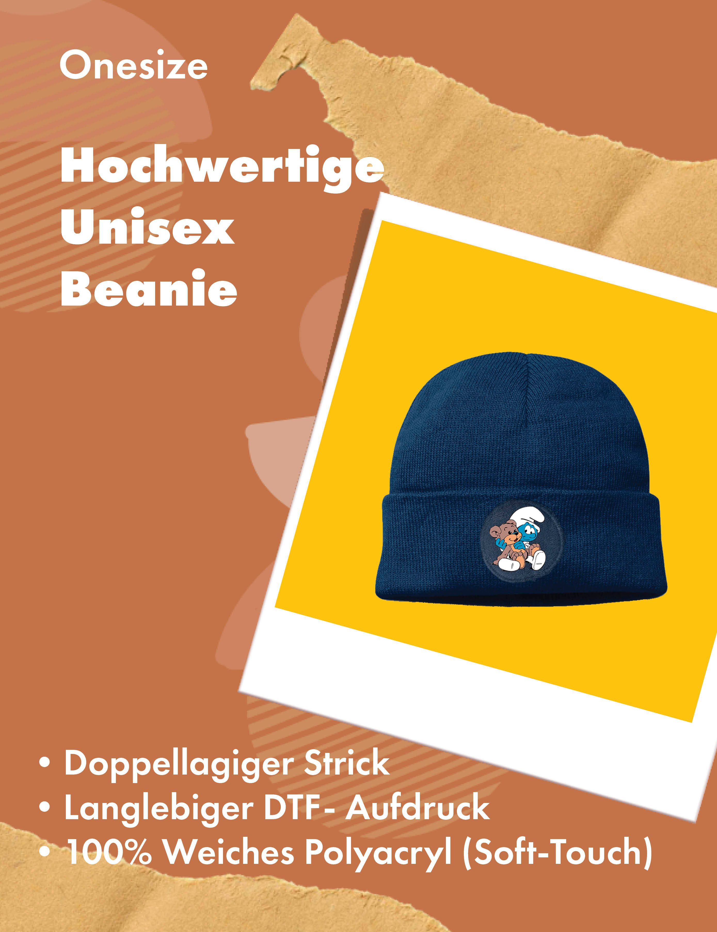 Youth Designz Beanie Damen Baby Schlumpf Beanie Mütze Wintermütze für Frauen mit Retro Fun Print als Statement Geschenk