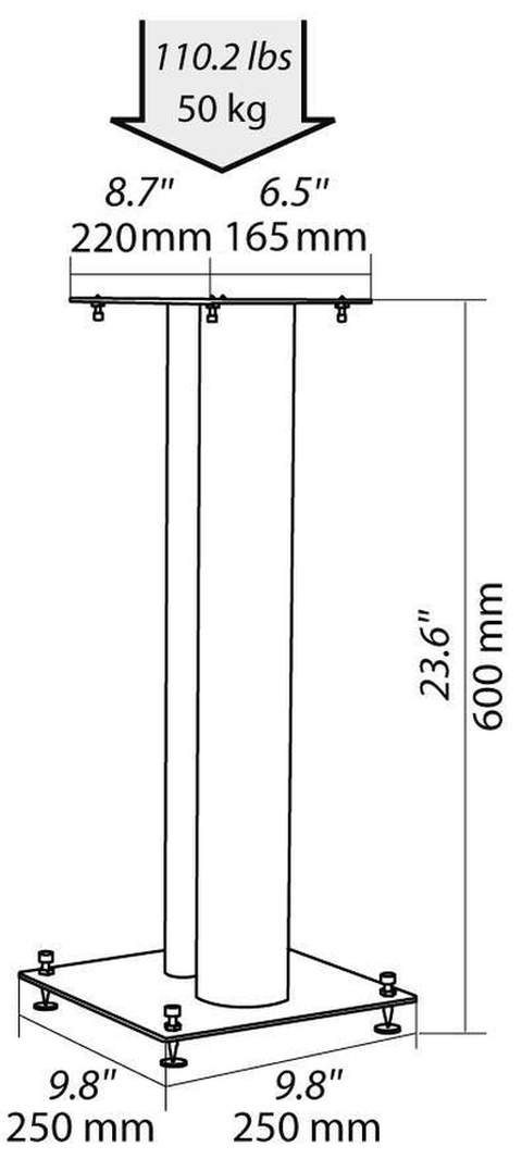 norstone Lautsprecherständer NorStone Lautsprecherständer Stylum 2 weiß (matt) 60cm (Paar), (bis 10.2 Zoll, belastbar bis 50kg, pulverbeschichtet, Höhe 60cm)