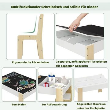 EUGAD Kindersitzgruppe, (Set, 3-tlg., Kindertisch mit 2 Stühlen), mit 4 Stauraum