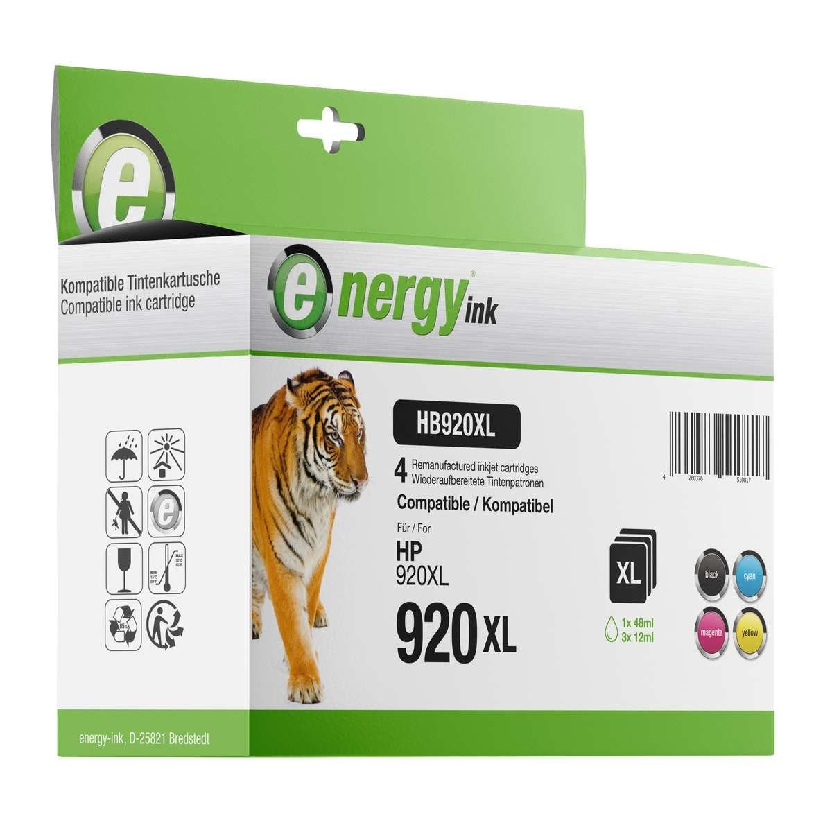 Energy-ink energy ink Multipack HB920XL ersetzt HP bk/c/m/y Nr. HP 920 XL C2N92AE Tintenpatrone (kompatibel, mehrfarbig)
