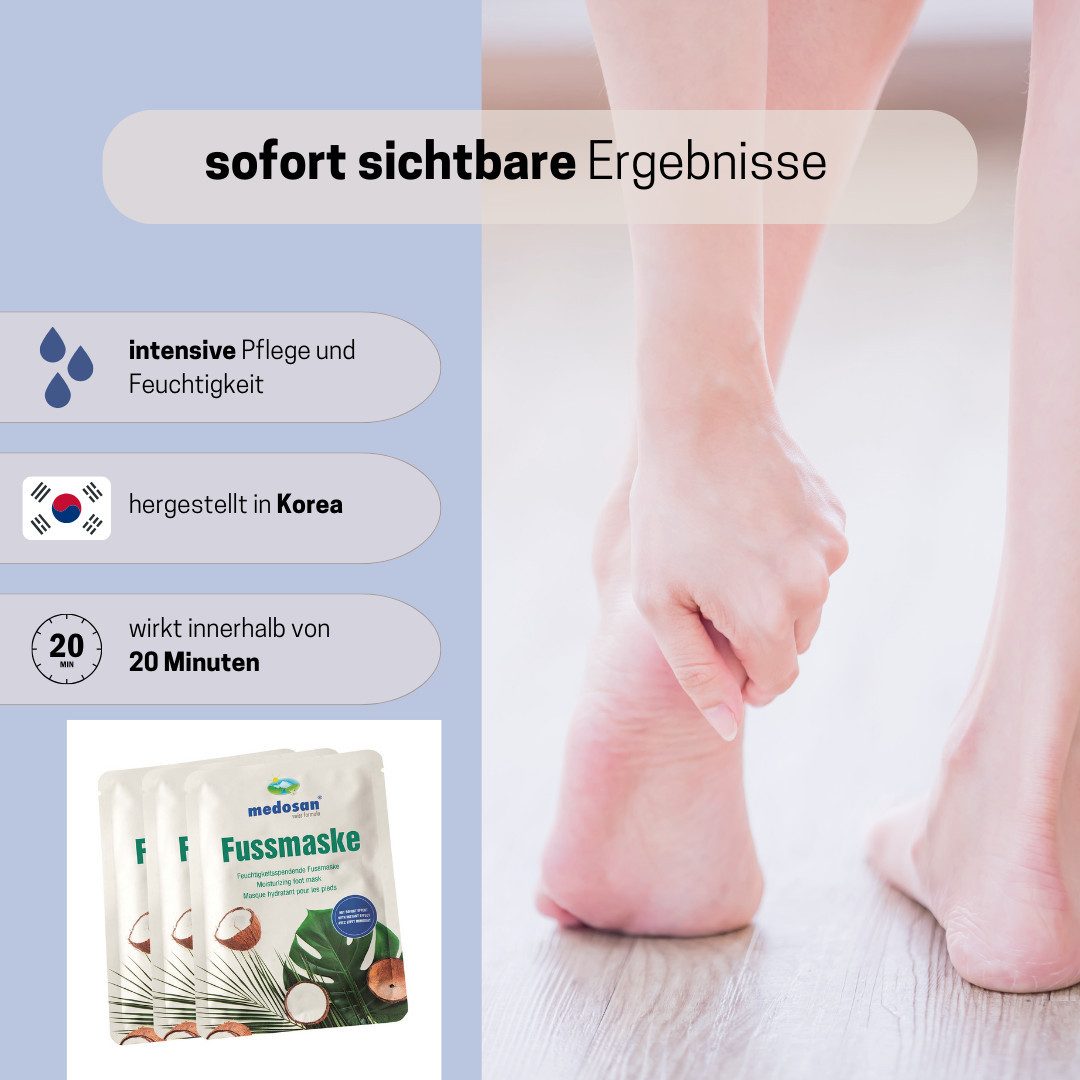 Medosan Fußmaske Fußmaske, 3 Paar Super-Sparpack, Korean Skincare