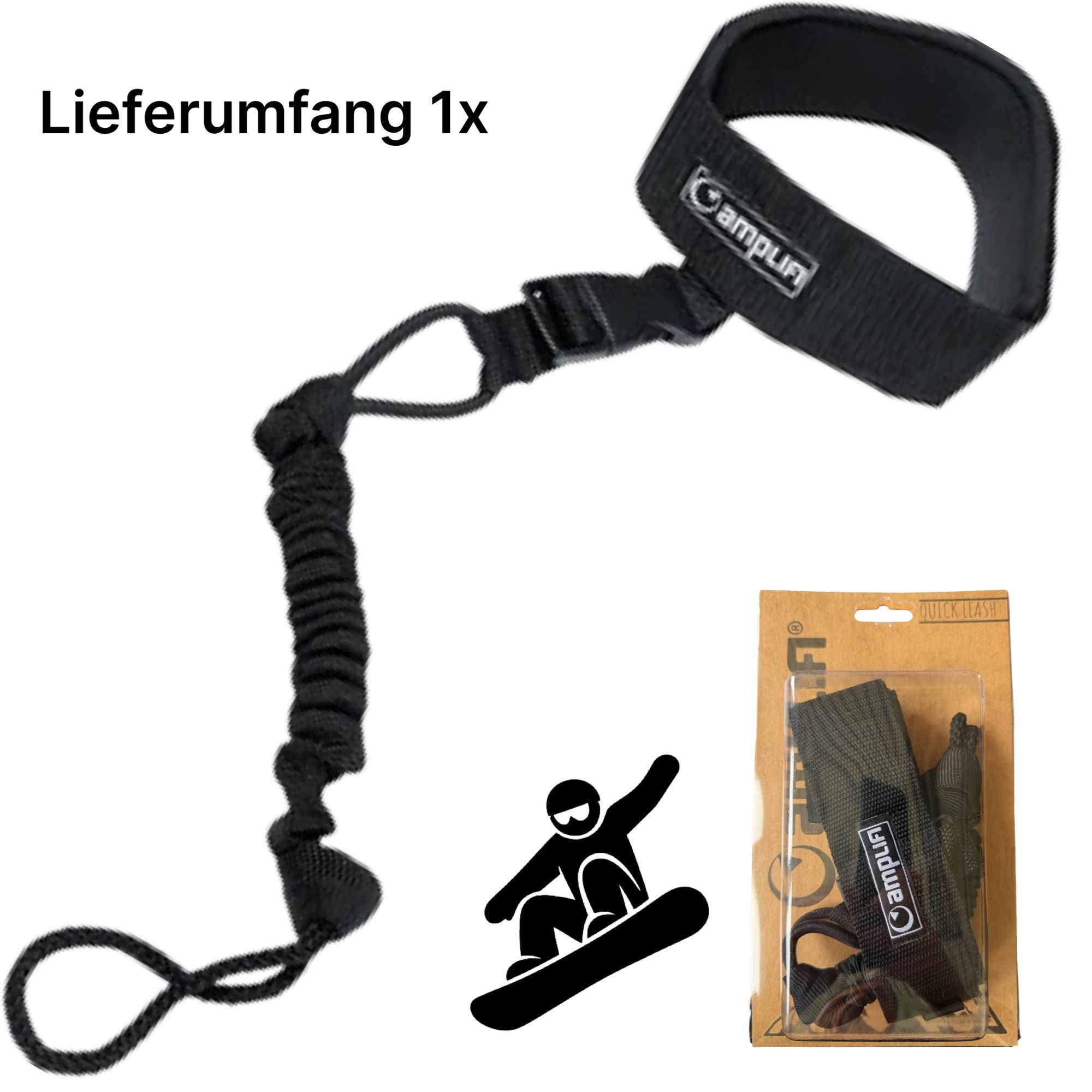 Amplifi Ski- und Snowboardträger Amplifi Web Leash Pro Snowboard Snowscooter Safty Sicherungsseil Blk