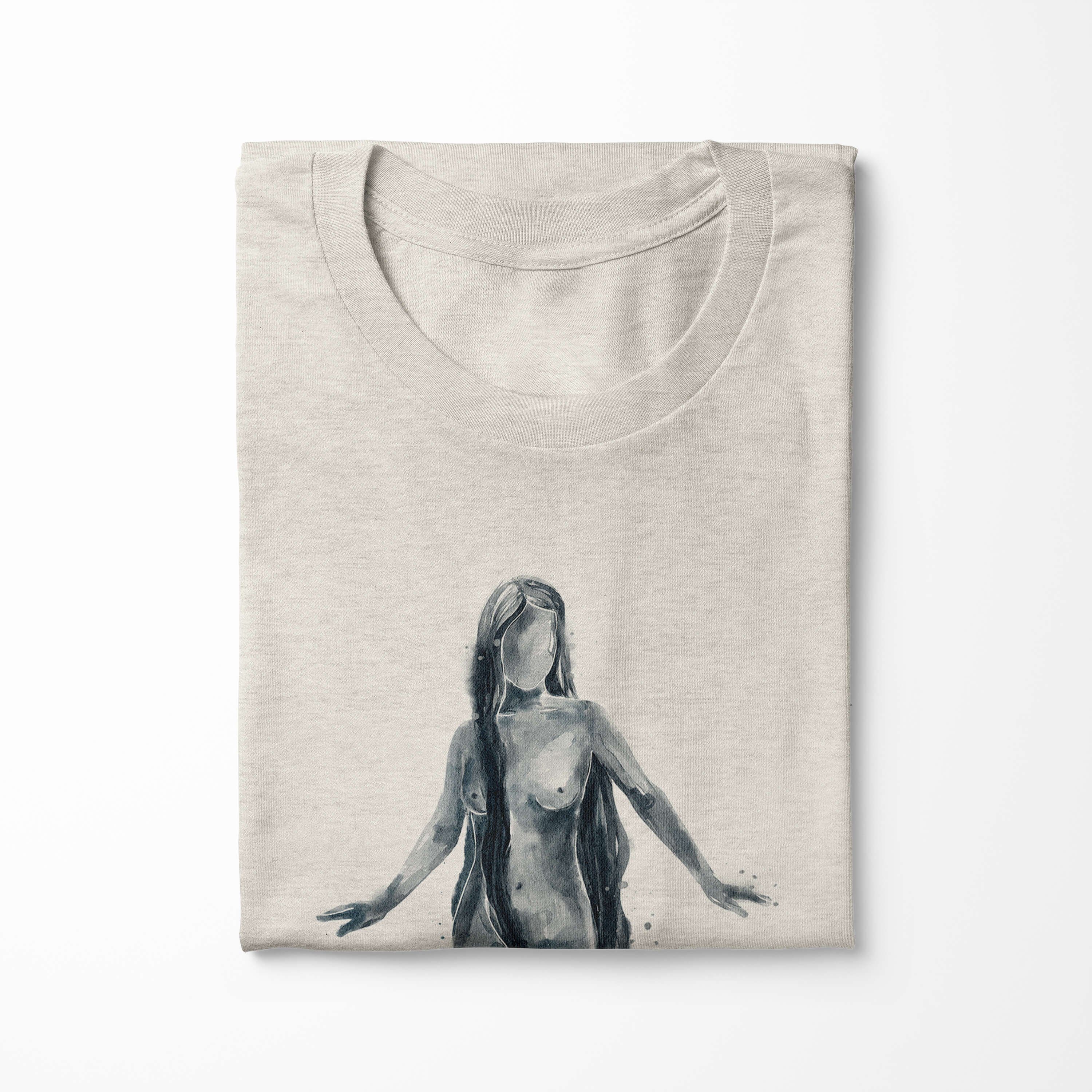 Frau schöne Art (1-tlg) Wasserfarben 100% Sinus gekämmte Herren T-Shirt Ökomode Motiv Shirt T-Shirt Bio-Baumwolle Nachhaltig