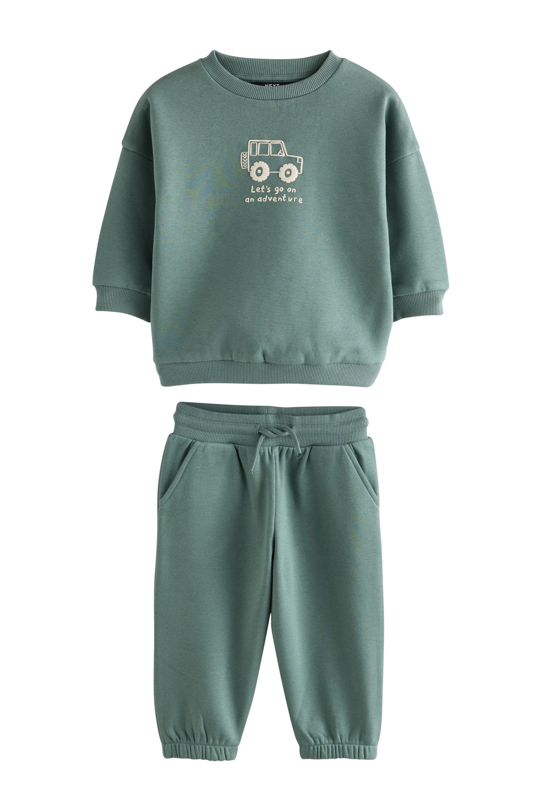 Next Sweatanzug Rundhalspullover mit Print und Jogginghose im Set (2-tlg)