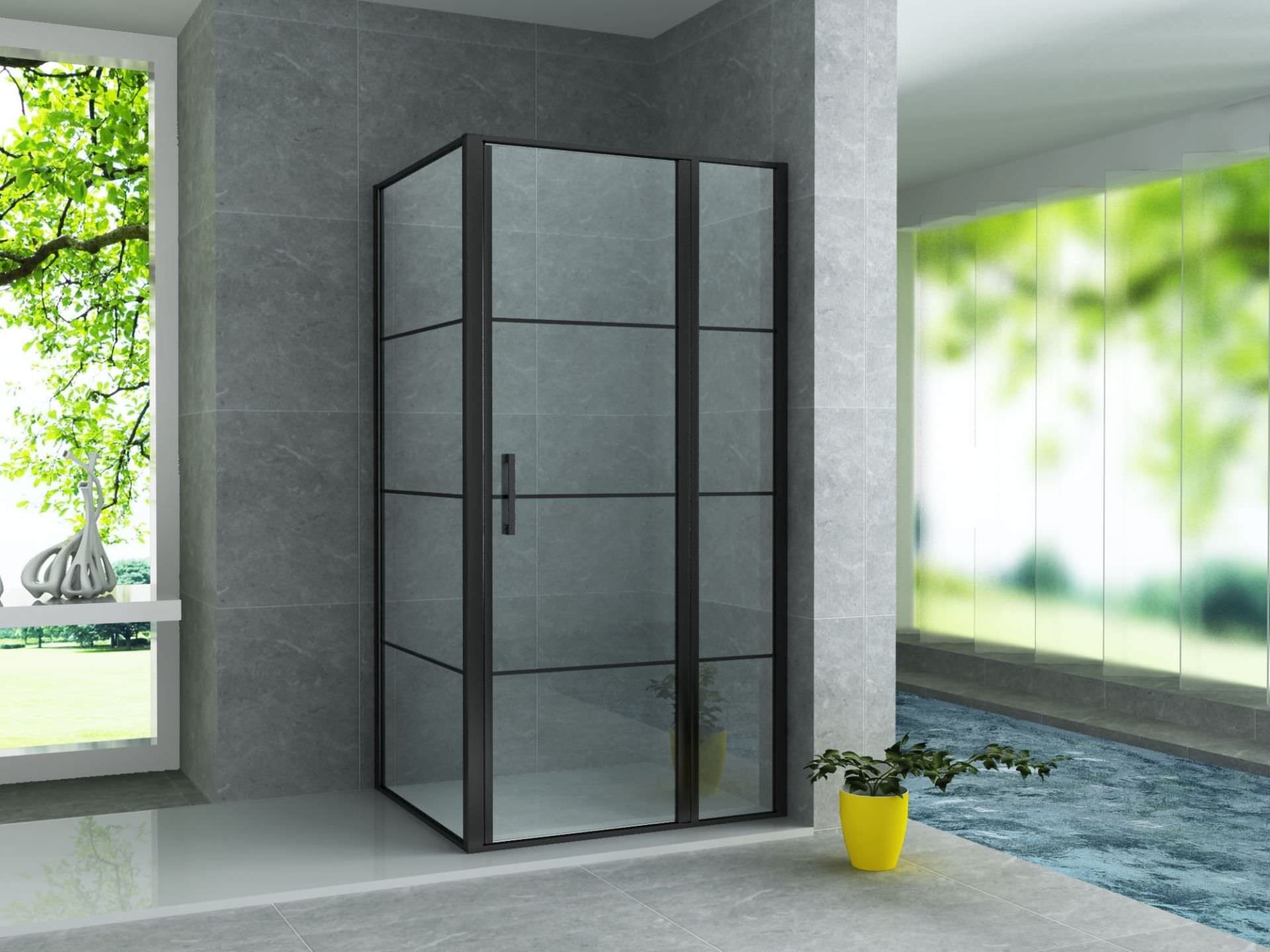 Aloni Eckdusche CR56B-90120, BxT: 120x90 cm, 1-tlg., Aloni Duschkabine Schw günstig online kaufen
