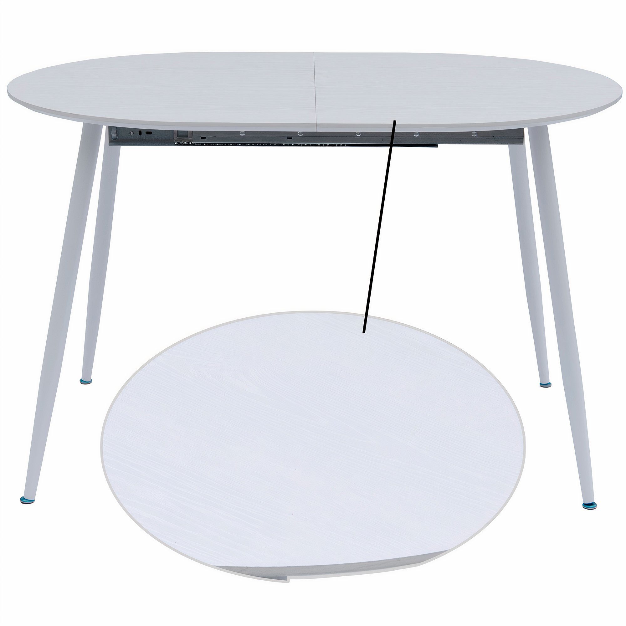 Holz Esstisch Tisch TRISENS 120-150-180x80cm 4-10Pers. Optik Ovaler Weiß Esstisch ausziehbar Rodrigo,