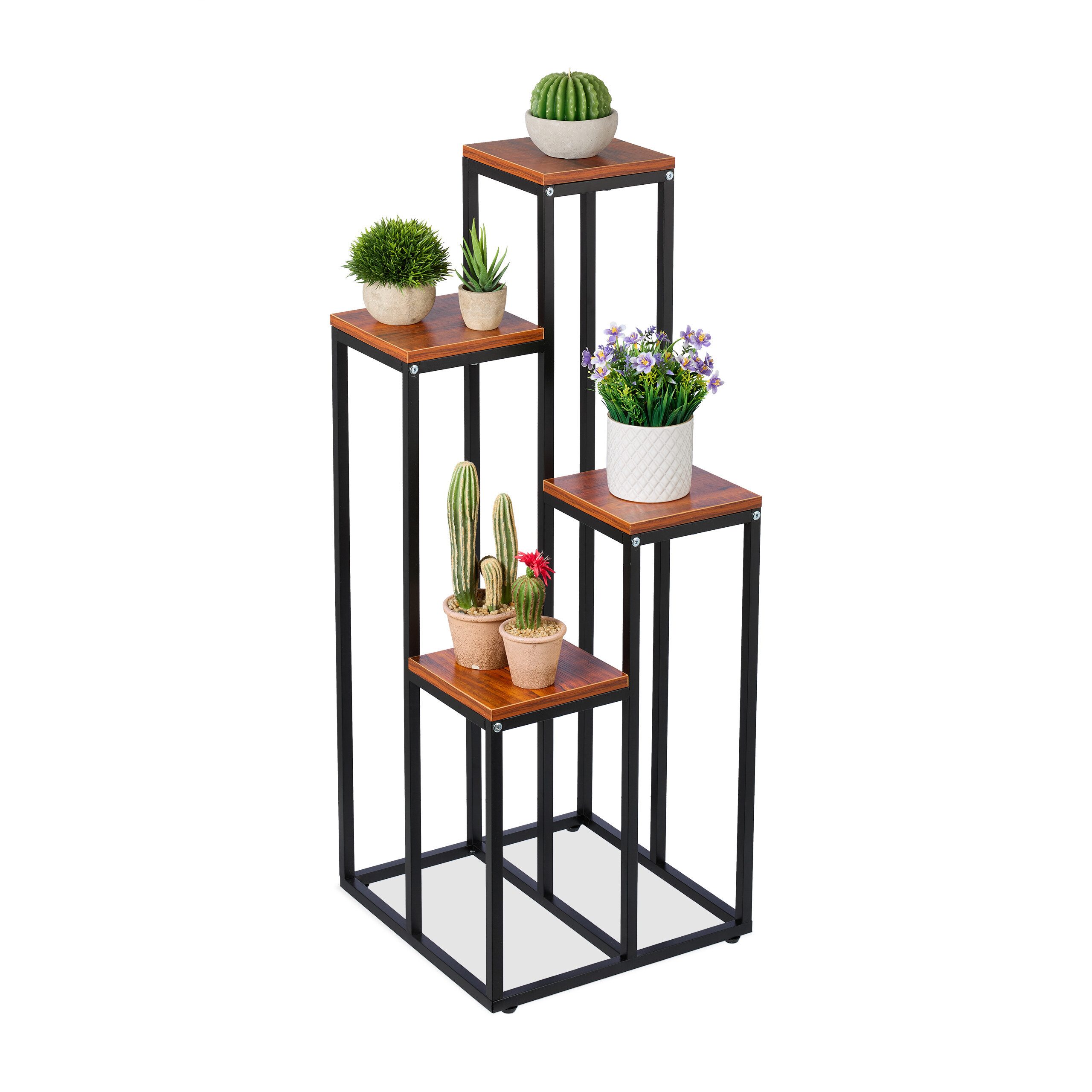 relaxdays Blumenständer Schwarze Blumentreppe mit 4 günstig online kaufen