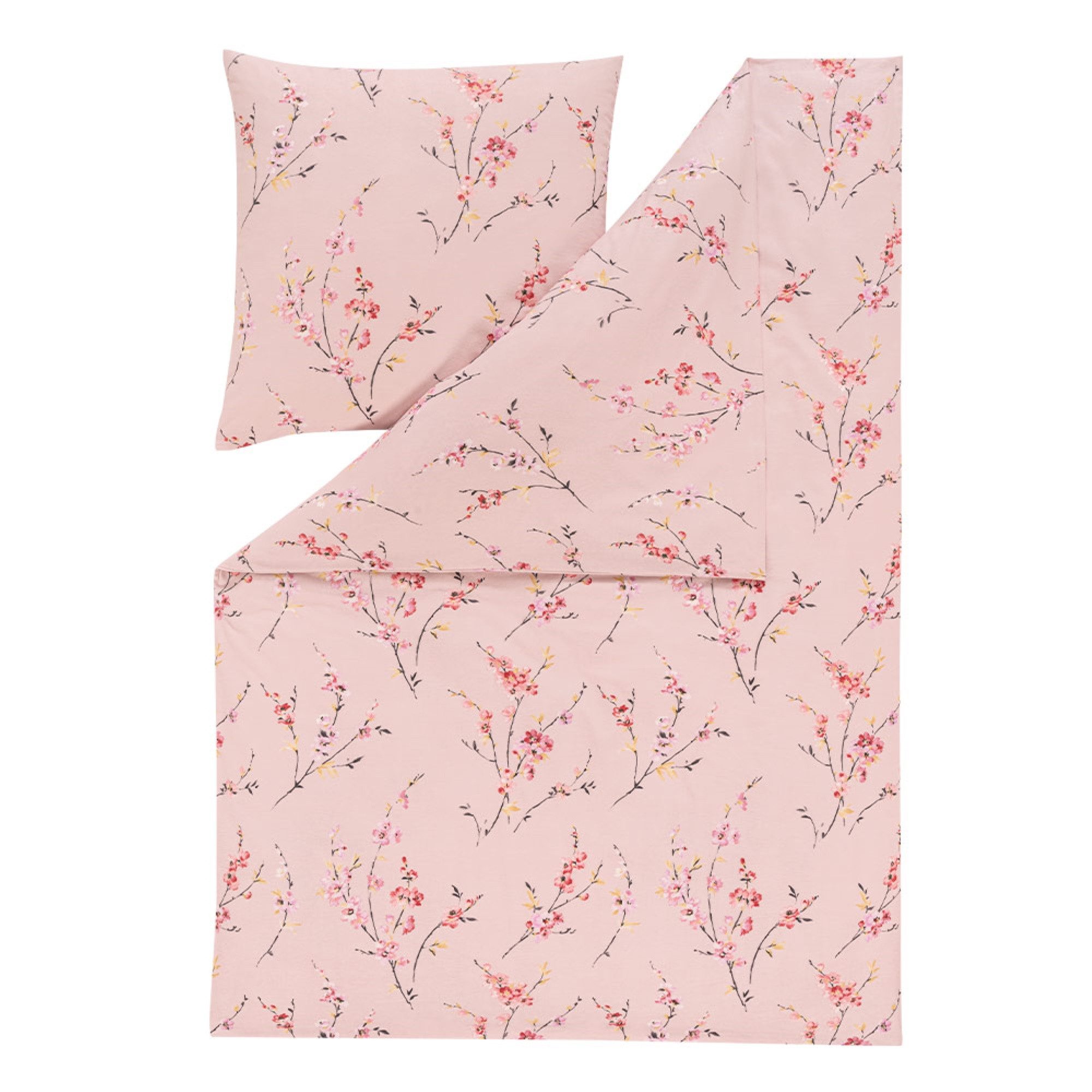 Estella Bettwäsche Estella Samt + Seide Flanell Bettwäsche 135x200 Trento azalee Blütenzw, Flanell, 2 teilig, für kalte Wintermonate