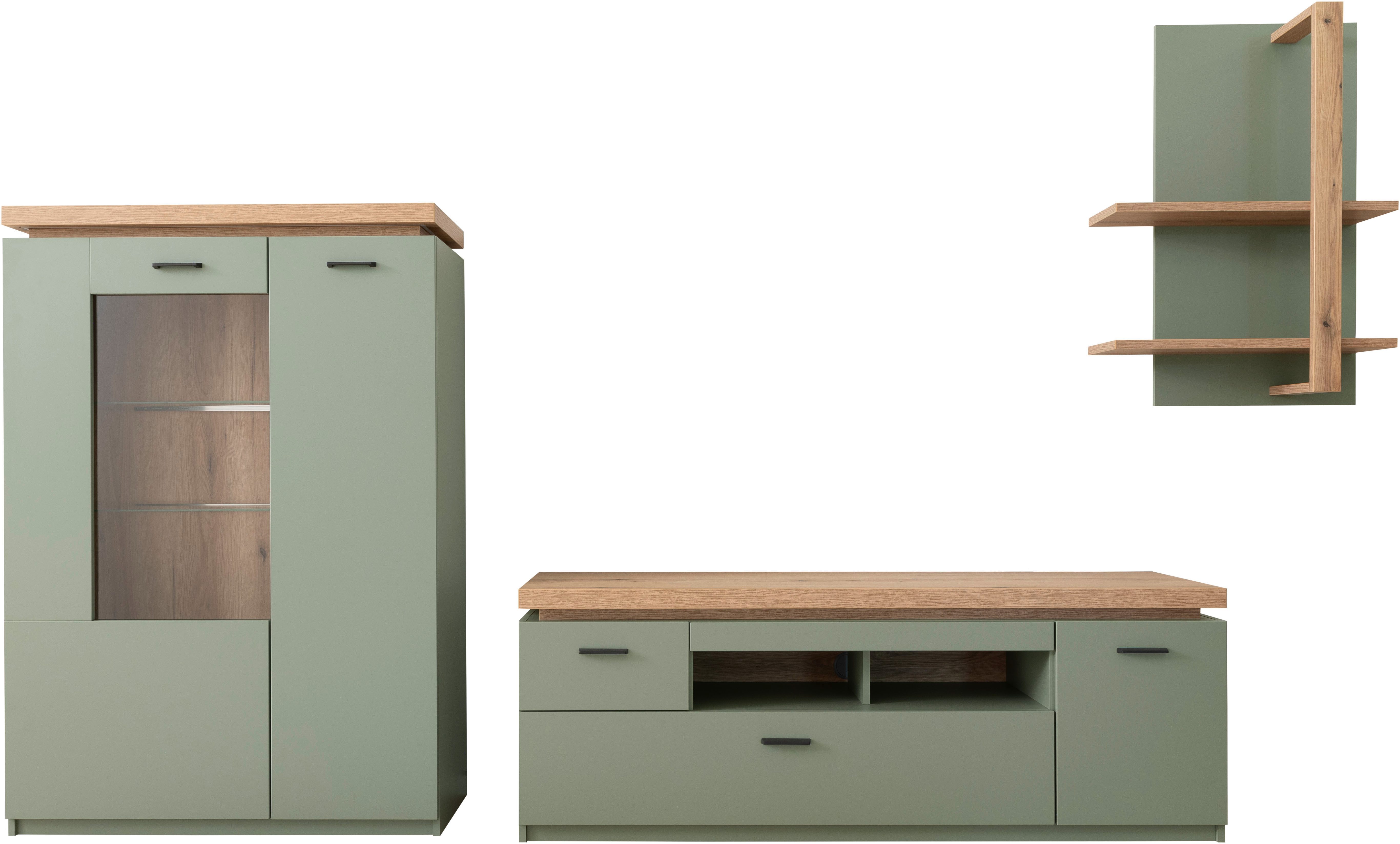 MCA furniture Wohnwand MONIZ Wohnkomination 2, (Komplett-Set, 3-St), Türen/ Schubkästen gedämpft