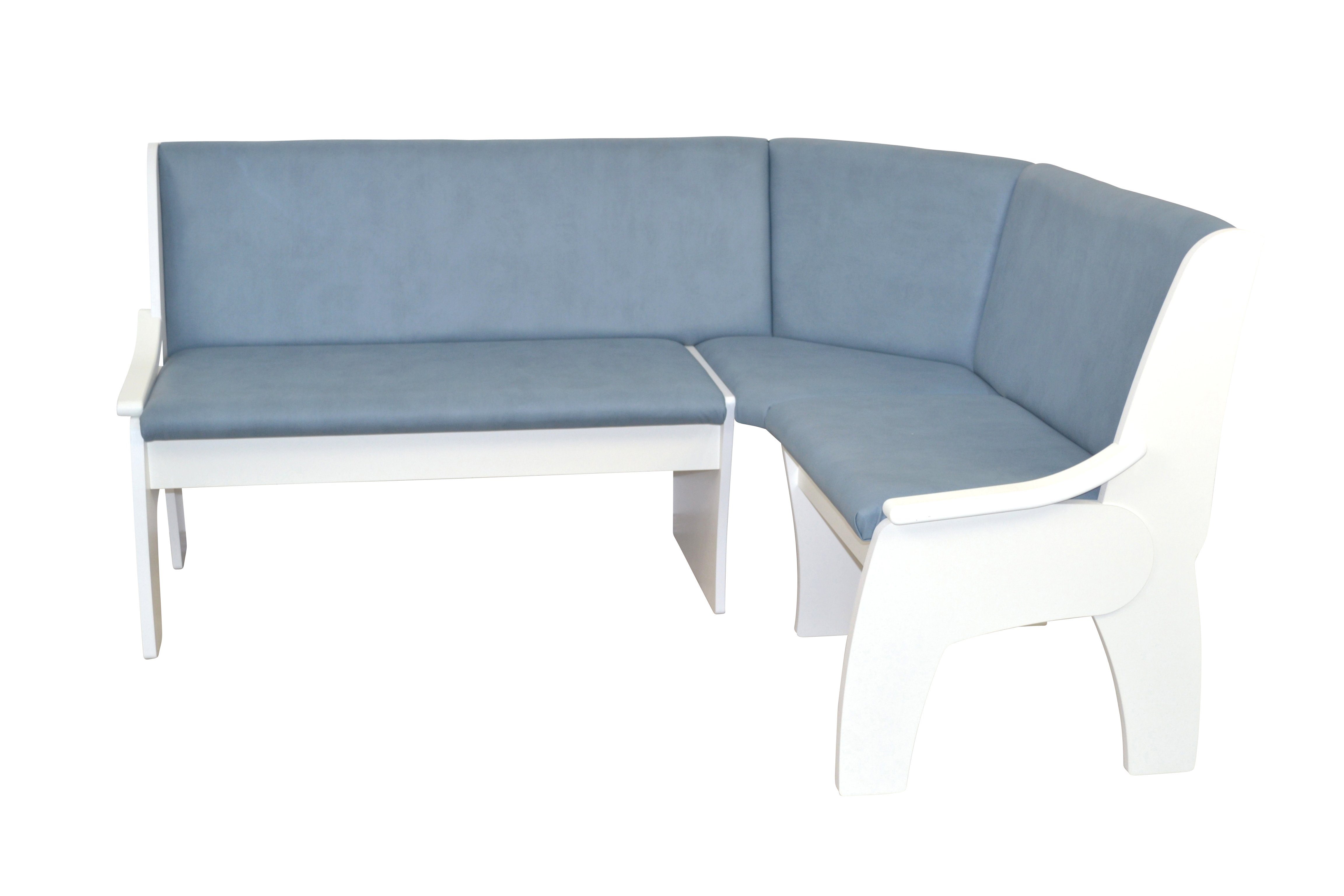 moebel-direkt-online Eckbank Liliane, Sitzfläche mit weiß/blau Stauraum