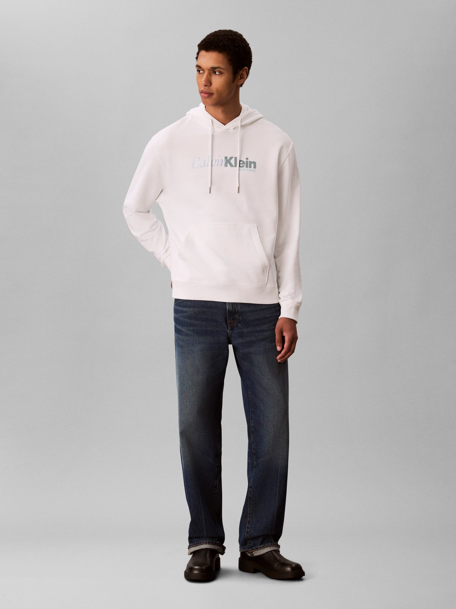 Calvin Klein Kapuzensweatshirt LS EU 350TERRY CURSIVE GRAPHIC H regular fit, Logo-Schriftzug