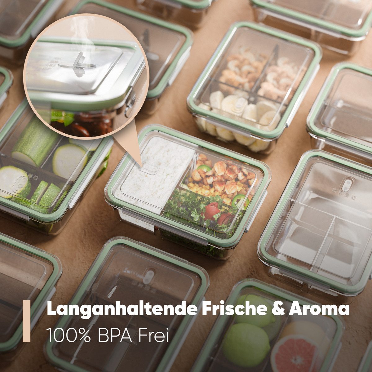 classbach Frischhaltedose C-FHDM 4021 G, Meal Prep Boxen Glas mit Fächern, 3er Set – Bild 5 von 5