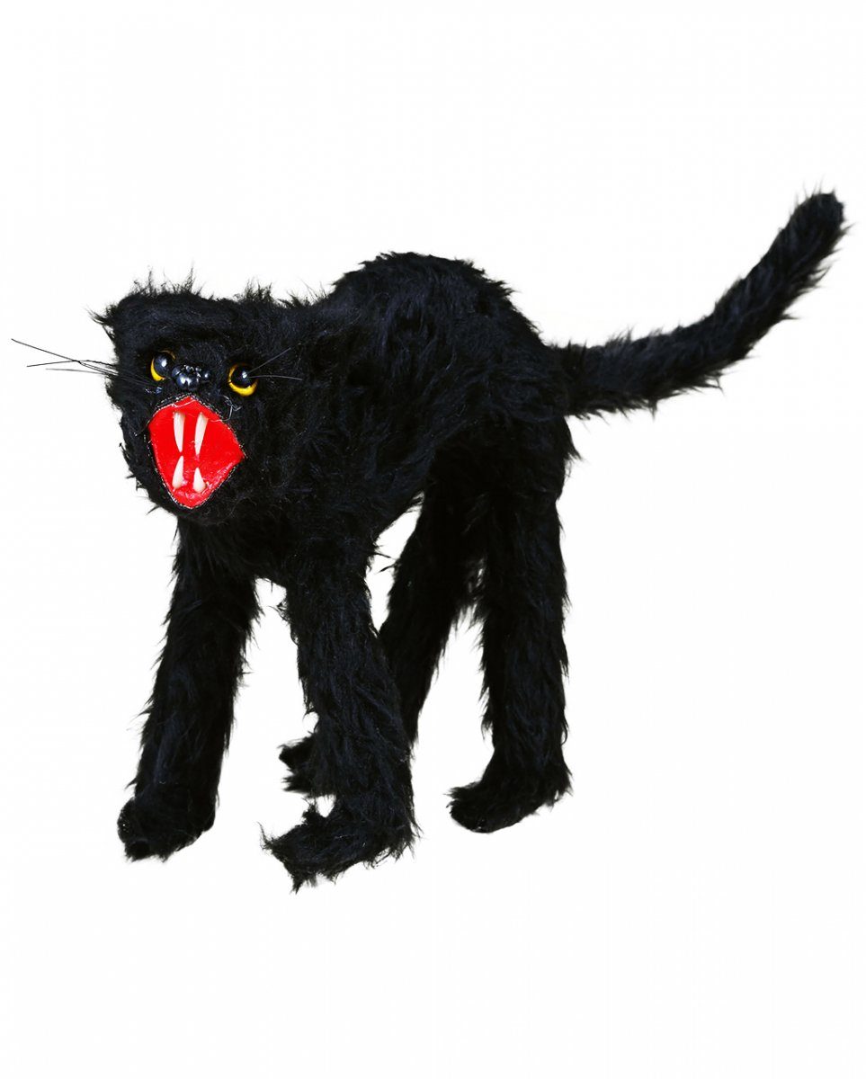 Horror-Shop Dekofigur Fauchende Katze als Deko für Halloween & Walpurgis