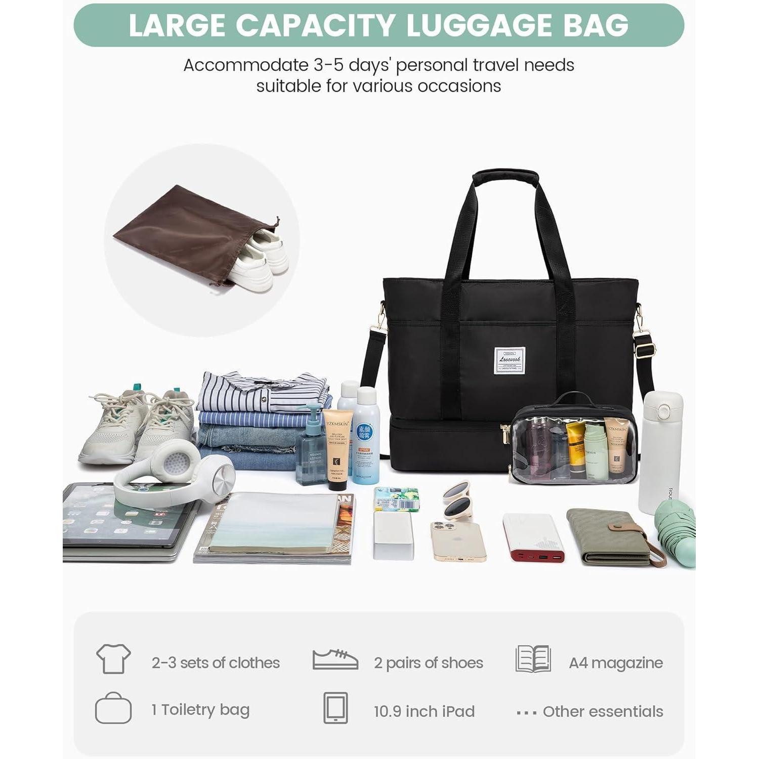 LuxusKollektion Reisetasche Reisetasche Damen Weekender mit Schuhfach, Wass günstig online kaufen