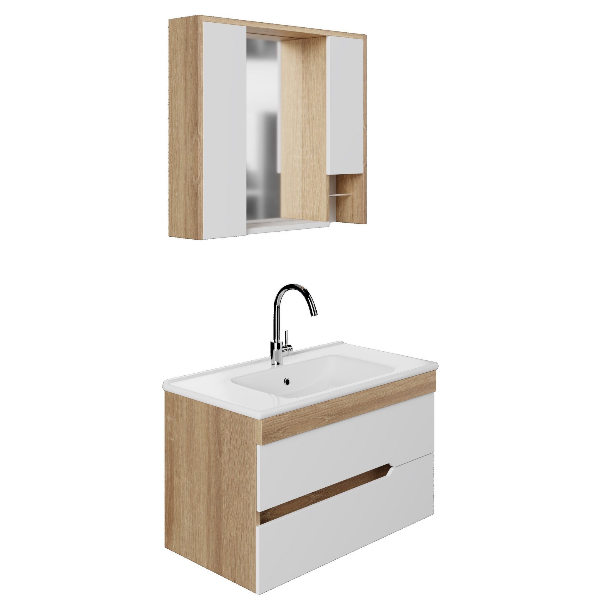 Karen Badmöbel-Set Badmöbel Set Marmara Weiß günstig online kaufen