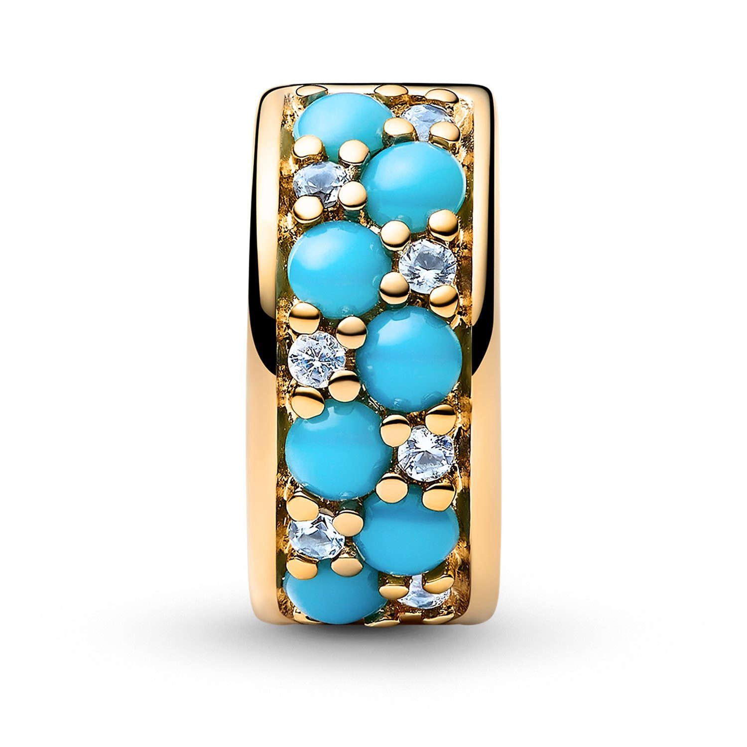 Pandora Kettenanhänger Clip-Charm Aquamarinblau Goldfarben günstig online kaufen