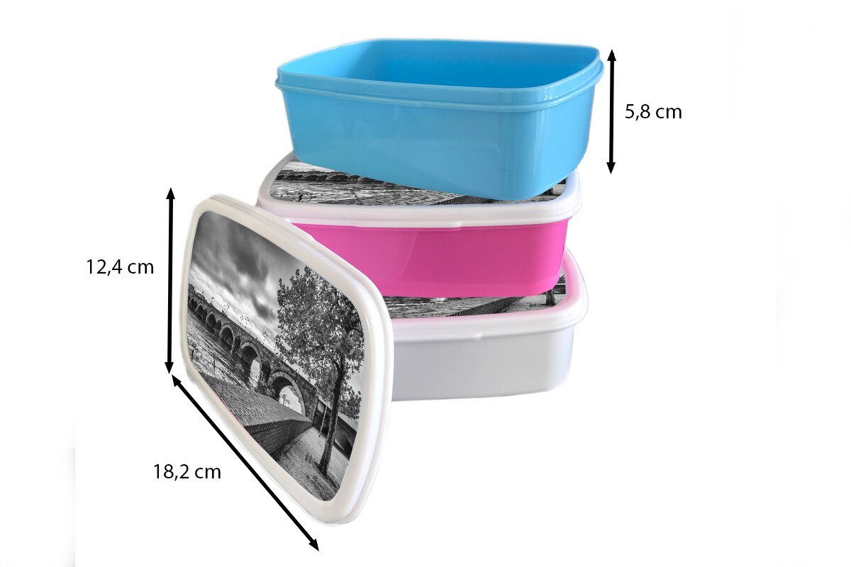 rosa Brotbox - Schwarz Brotdose Kunststoff Weiß, - Erwachsene, Kunststoff, (2-tlg), Mädchen, Snackbox, MuchoWow Kinder, - Maastricht für Brücke Lunchbox