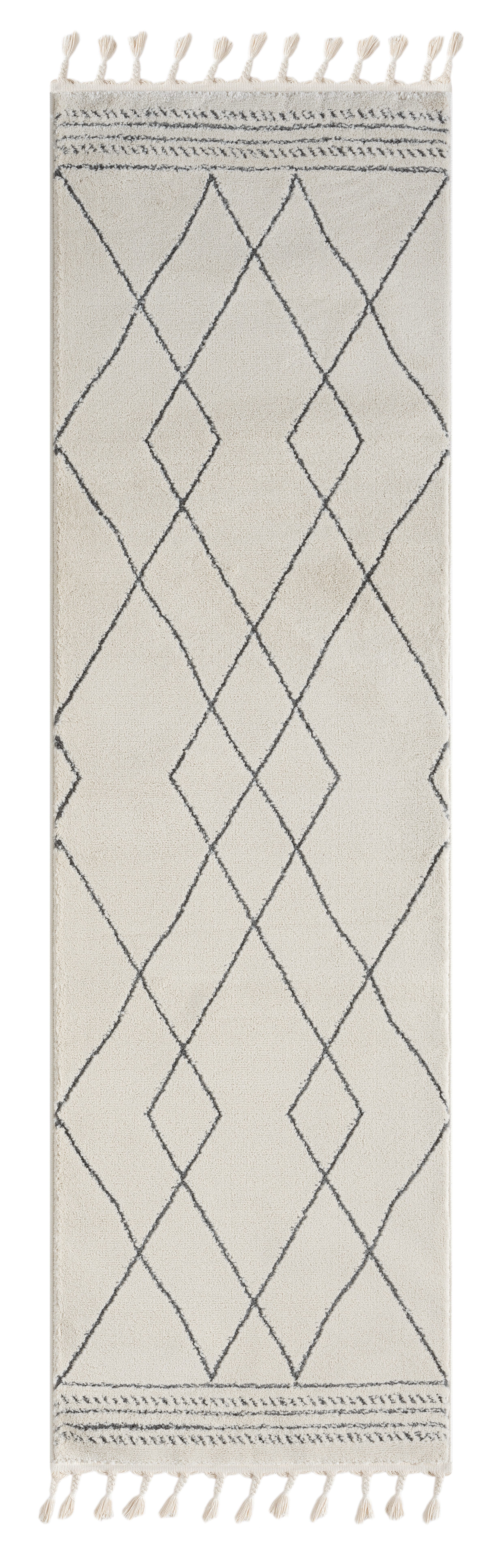 Myflair Möbel & Accessoires Hochflor-Läufer Moroccan Design, rechteckig, Höhe: 24 mm, modern, marokkanisches Design, Rauten Muster, weich, mit Fransen