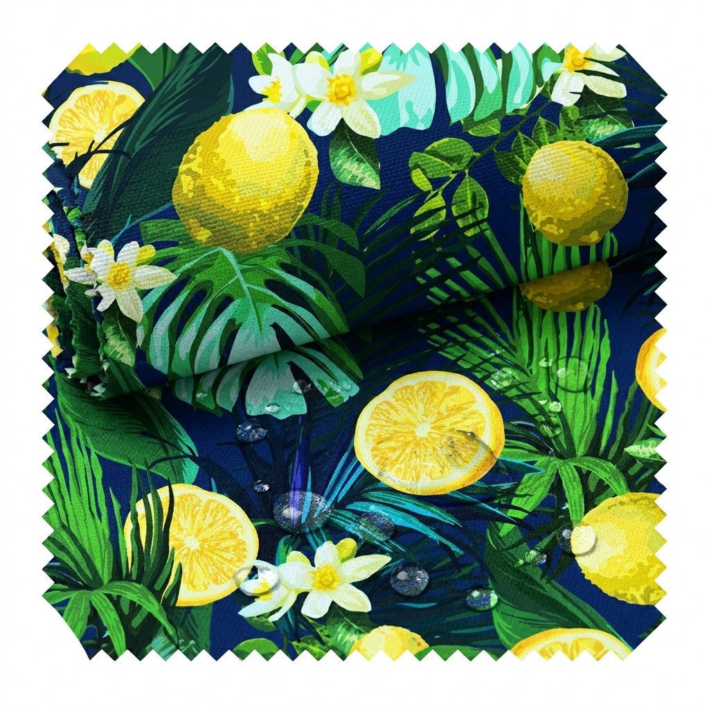 novely® Stoff OXFORD 210D D215 Lemon Night Printstoff Outdoor, Wasserabweisend, Outdoor, Meterware, 1lfm