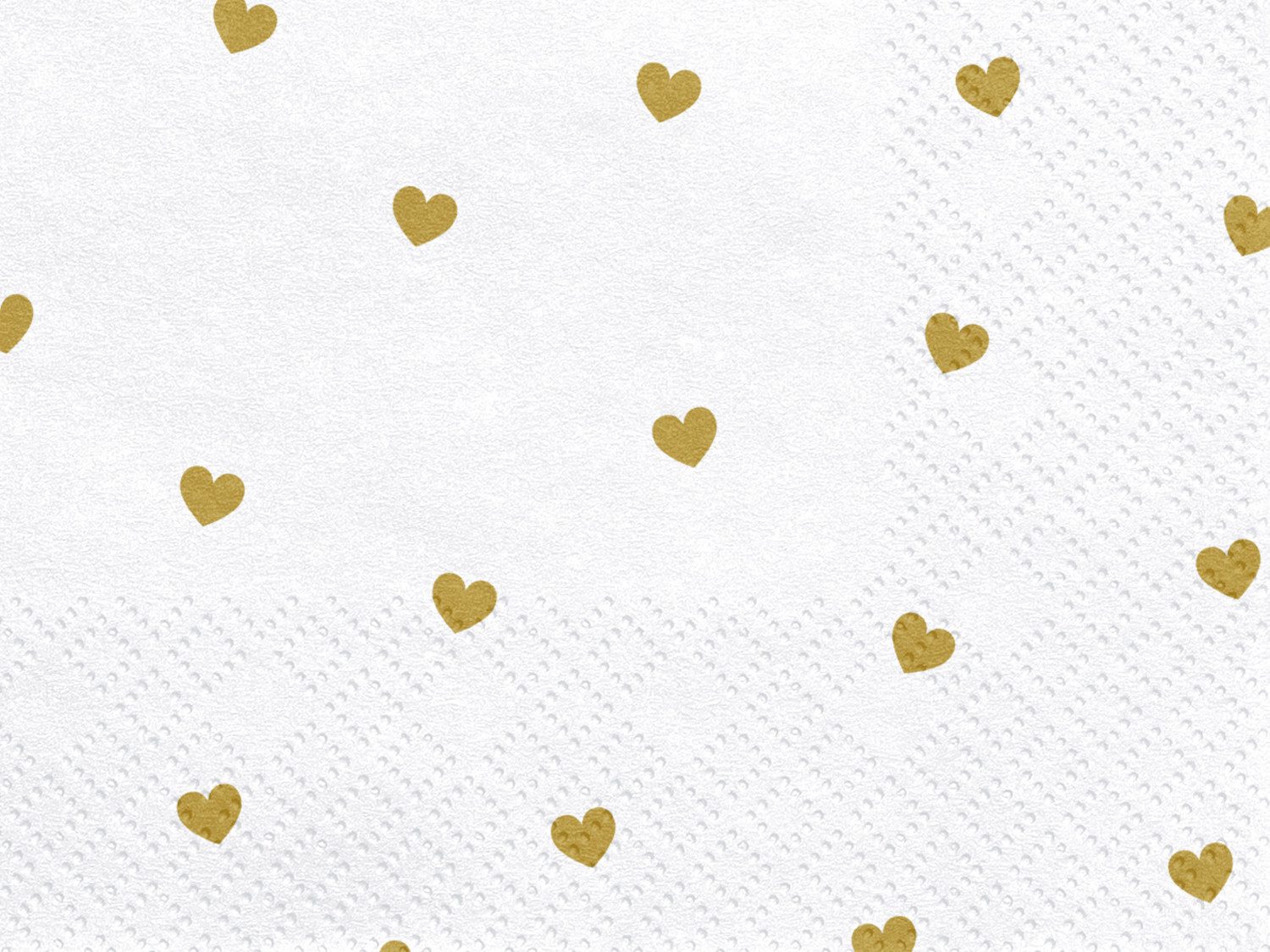 partydeco Papierserviette, Servietten Herzen 33x33cm 20 Stück, weiß / gold