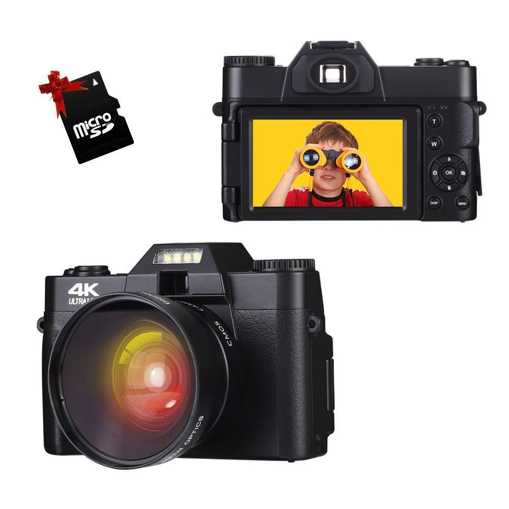 Fine Life Pro Digitalkamera 4K, 48MP Fotokamera mit 180° Flip 3.0