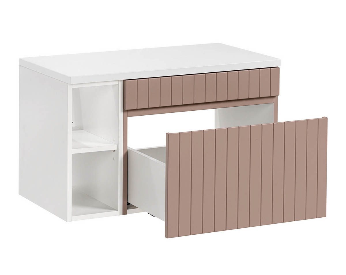 Thumbnail - einfachgutemoebel Waschtisch-Set Badezimmer Waschplatz ROSINA 80cm, Oberplatte & Regal, rosé-weiß, (Badmöbel Set, 1-St.,...