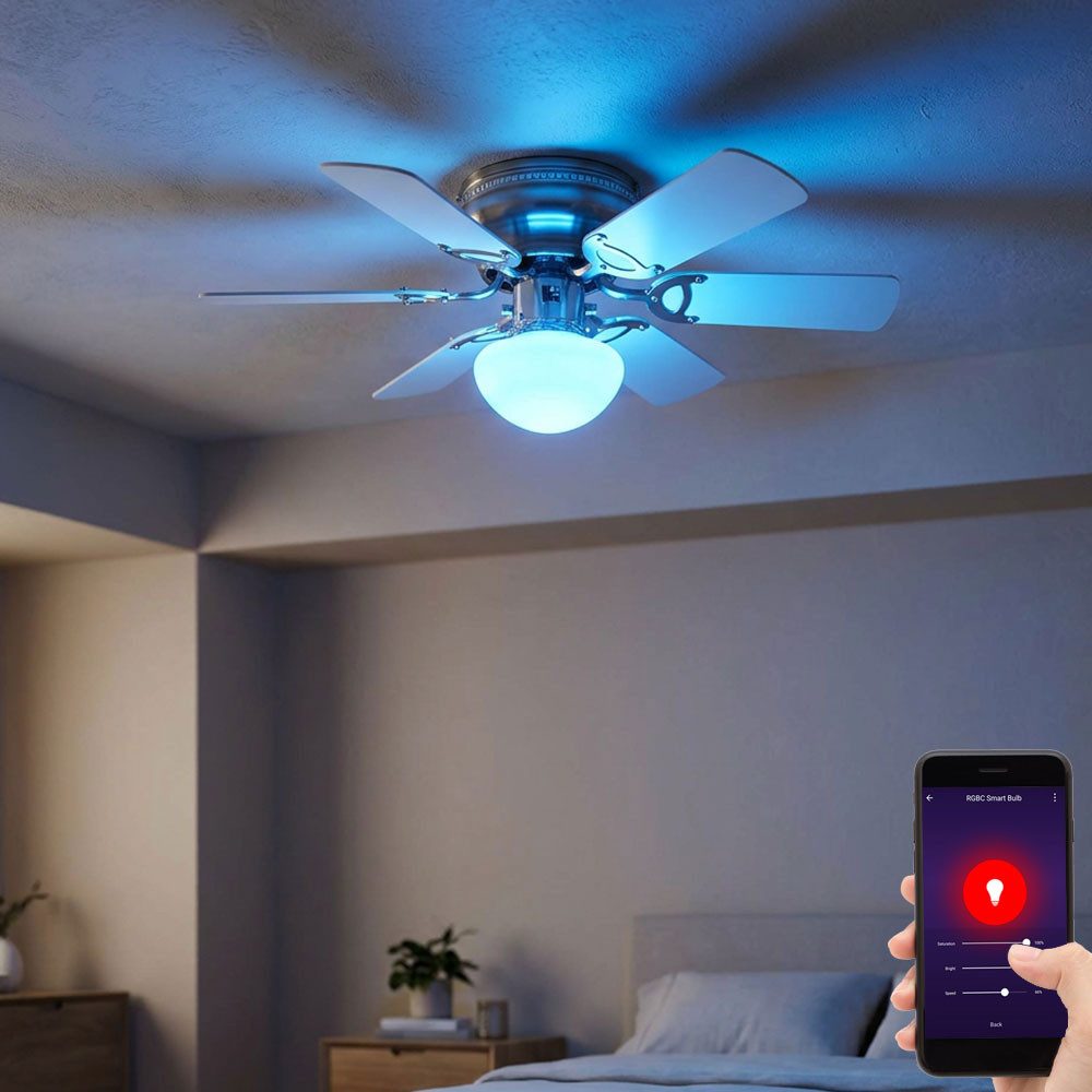 GLOBO LIGHTING Deckenventilator, Decken Ventilator Vor-Rücklauf Sprachsteuerung Google App im Set