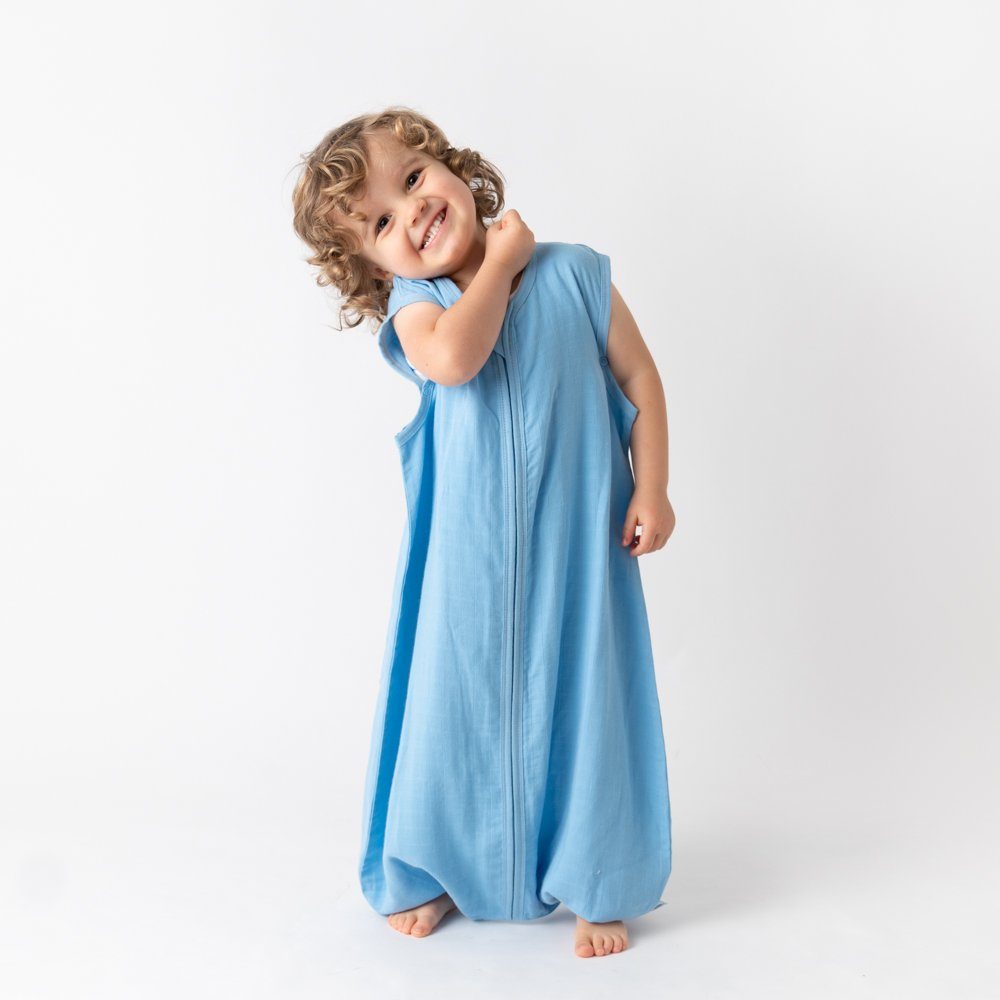 Blau Schlafsack zertifiziert OEKO-TEX Tog Füßen, 0.5 mit Musselin Kinderschlafsack, Schlummersack