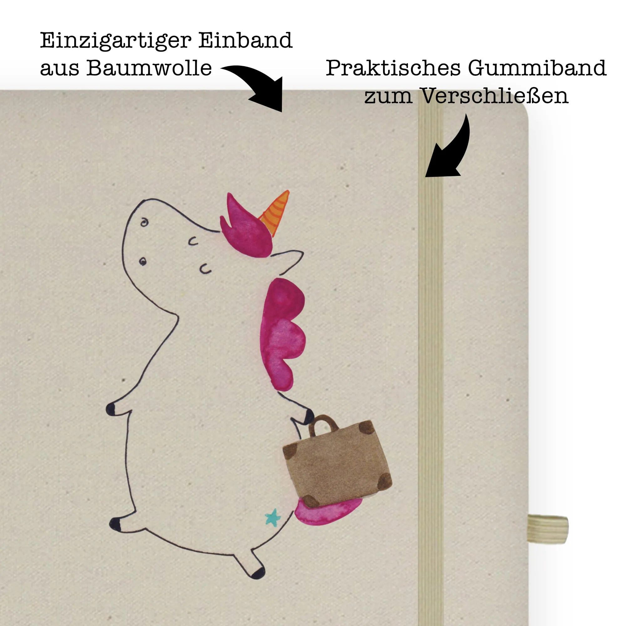 Thumbnail - Mr. & Mrs. Panda Notizbuch Einhorn Koffer - Transparent - Geschenk, Reise, Verreisen, Unicorn, D Mr. & Mrs. Panda, Bezau...