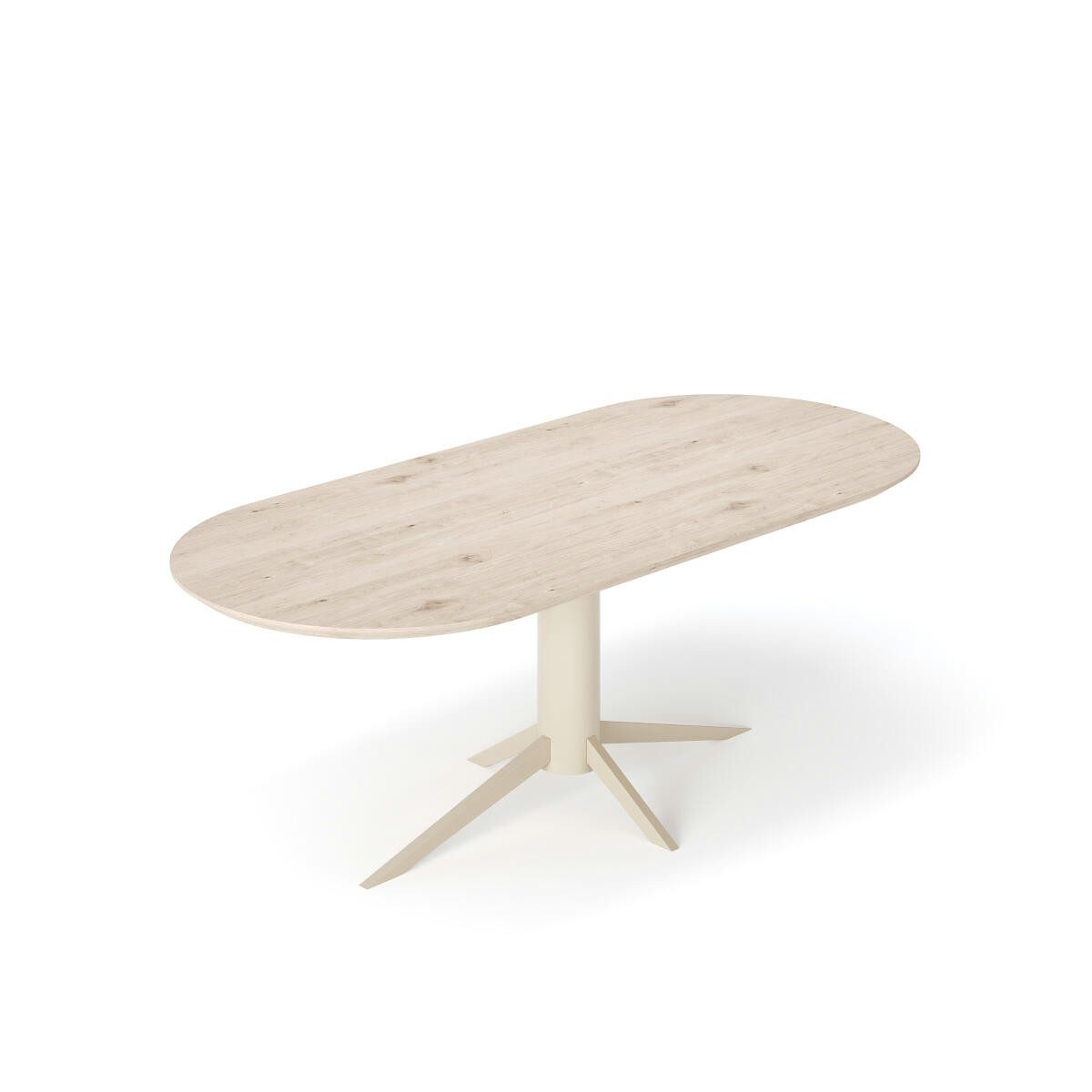 Rellgo Esstisch aus Eiche, Massivholztisch Lykke, Stahlgestell – Skandinavisch, Hergestellt in Deutschland - 4-Bein-Gestell beige - Geölte Wildeiche