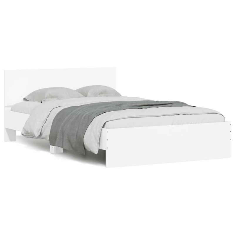 vidaXL Bett Bettgestell mit Kopfteil LED-Beleuchtung Weiß 135x190 cm
