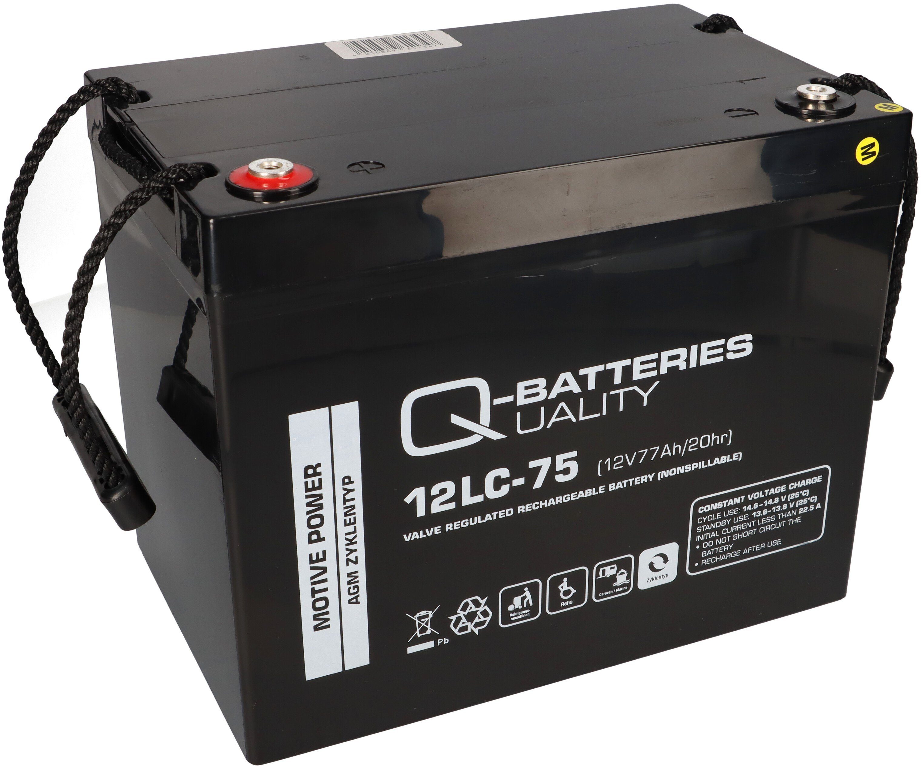 Q-Batteries Q-Batteries 12LC-75 / 12V - 77Ah Blei Akku Zyklentyp AGM - Deep Cycle Bleiakkus