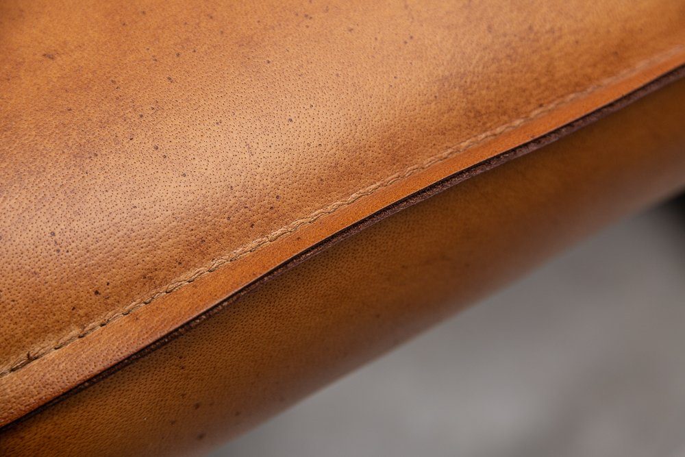riess-ambiente Freischwinger GRAND mit Industrial Leder · · Esszimmer schwarz, cognac · hellbraun Design Armlehne / · Metall BUFFALO