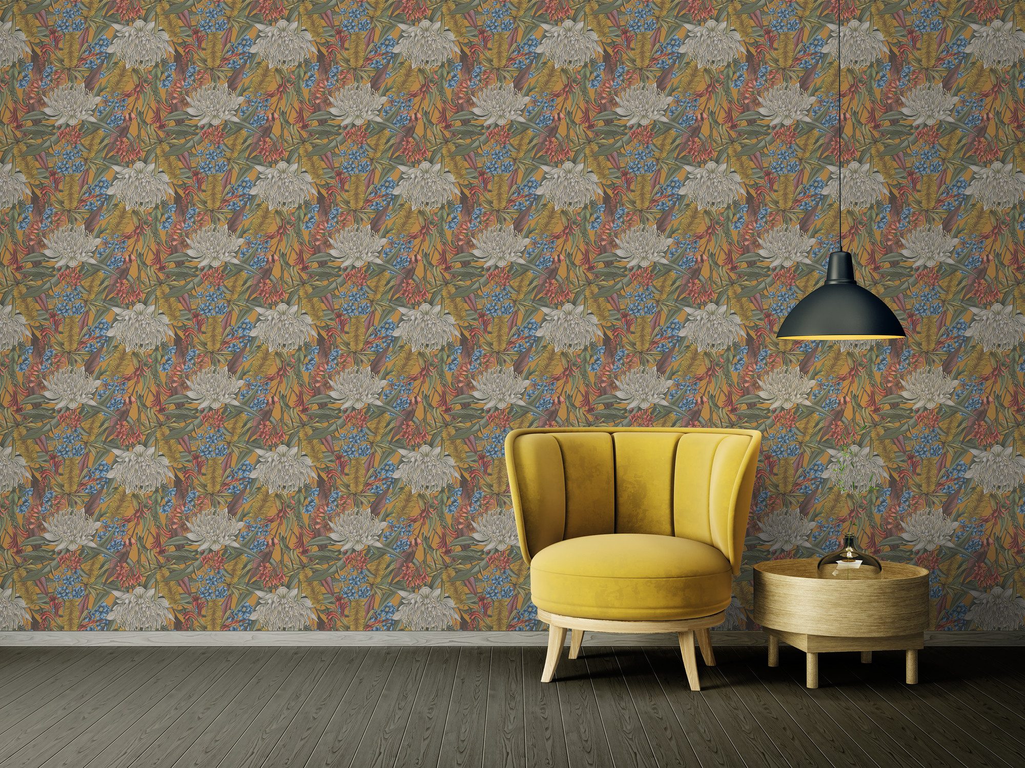 Bricoflor Vintage Tapete Mit Wildblumen Creme Grün Landhaus Vliestapete Mit günstig online kaufen