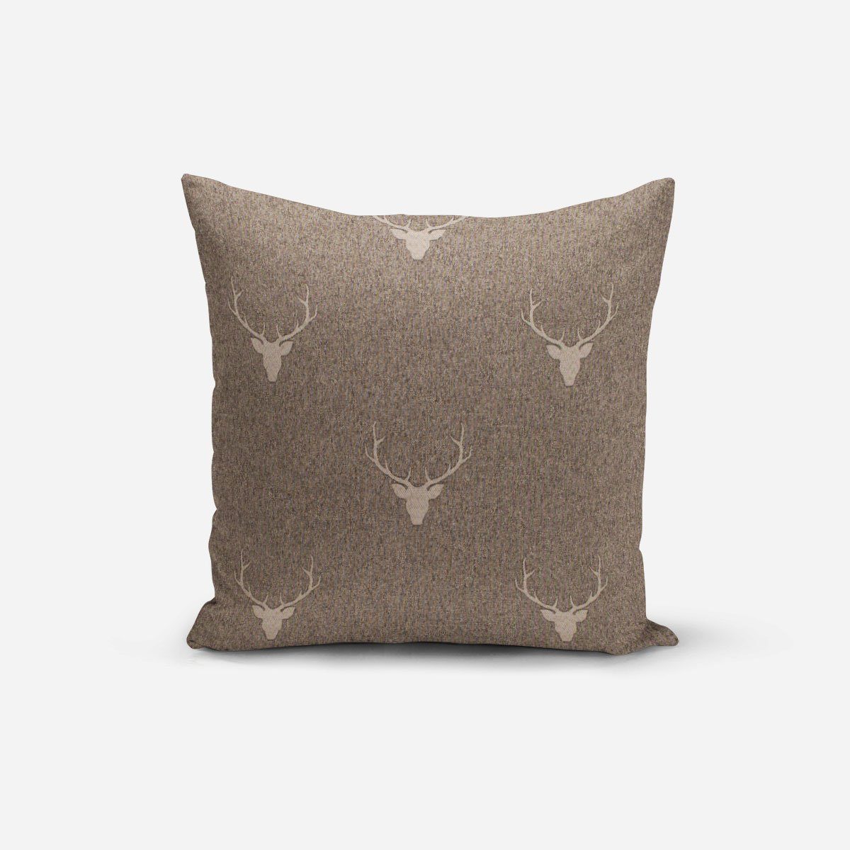 SCHÖNER LEBEN. Dekokissen Kissenhülle Jacquard Hirsch Geweih braun versch. Gr, made in Germany,handmade,doubleface,vorgewaschen