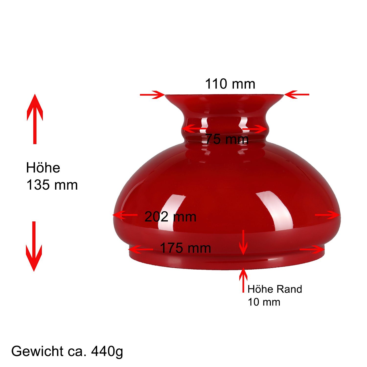 Home4Living Lampenschirm Petroleumglas Lampenglas Ø 175mm Ersatzglas versch. Farben, Dekorativ