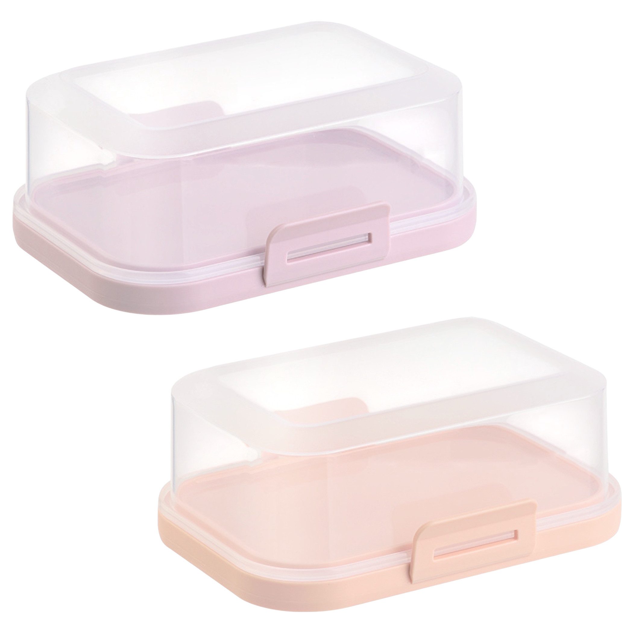Engelland Butterdose Stapelbare Butter-/Käsedose, Kunststoff, (Vorteils-Set, 2-tlg., mit sicherem Klickverschluss), stapelbar, platzsparend, Ordnung im Kühlschrank, BPA-Frei, Mehrzweck