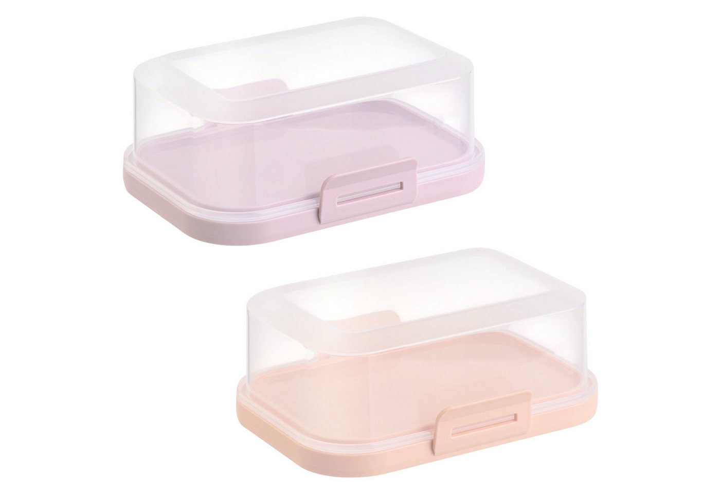 Engelland Butterdose Stapelbare Butter-/Käsedose, Kunststoff, (Vorteils-Set, 2-tlg., mit sicherem Klickverschluss), stapelbar, platzsparend, Ordnung im Kühlschrank, BPA-Frei, Mehrzweck