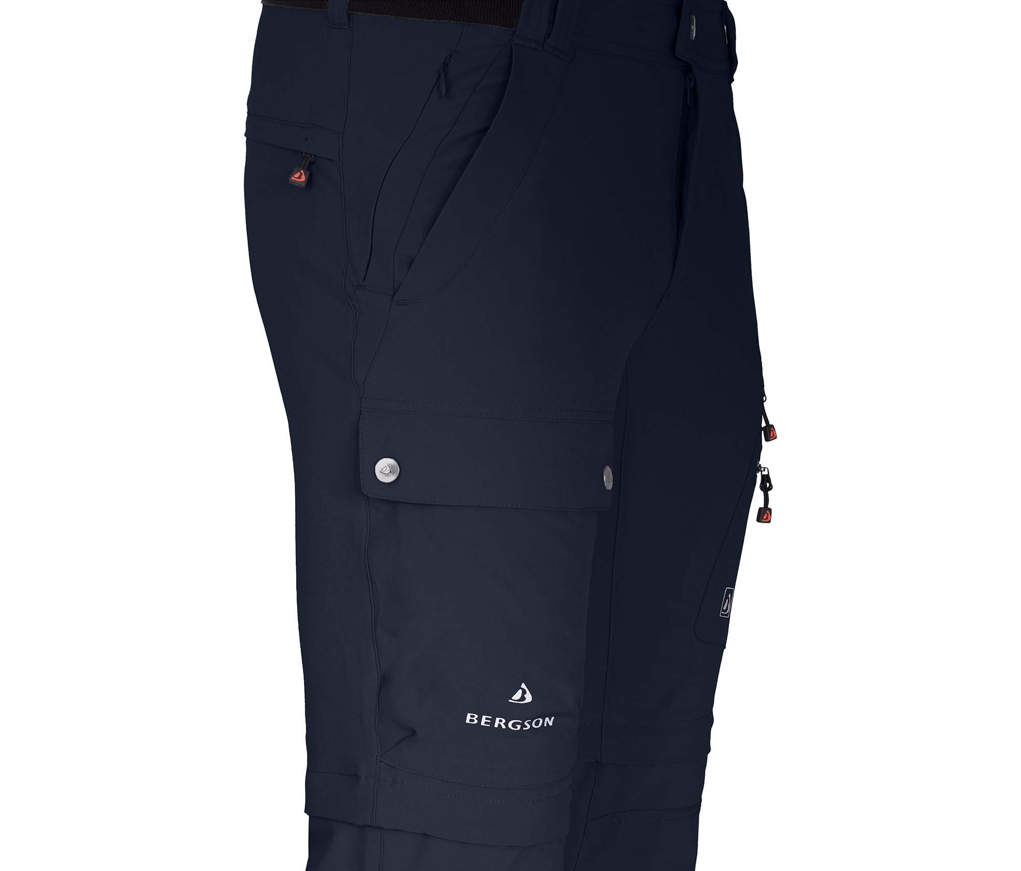 Bergson Zip-off-Hose FROSLEV Bermuda Normalgrößen, recycelt, Taschen, blau 8 Wanderhose, Zipp-Off navy Herren elastisch