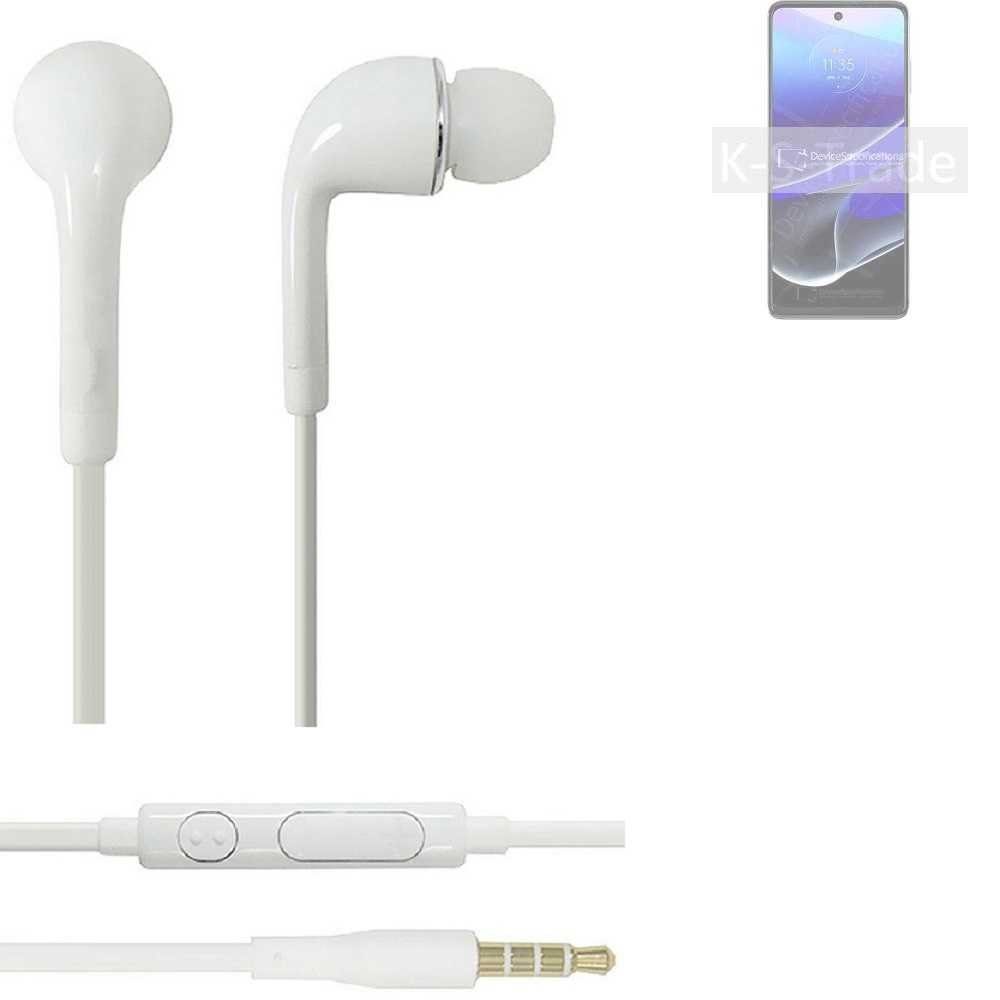 K-S-Trade Mikrofon 3,5mm) In-Ear-Kopfhörer u Headset G für Stylus Moto mit Motorola (2022) (Kopfhörer Lautstärkeregler weiß 5G