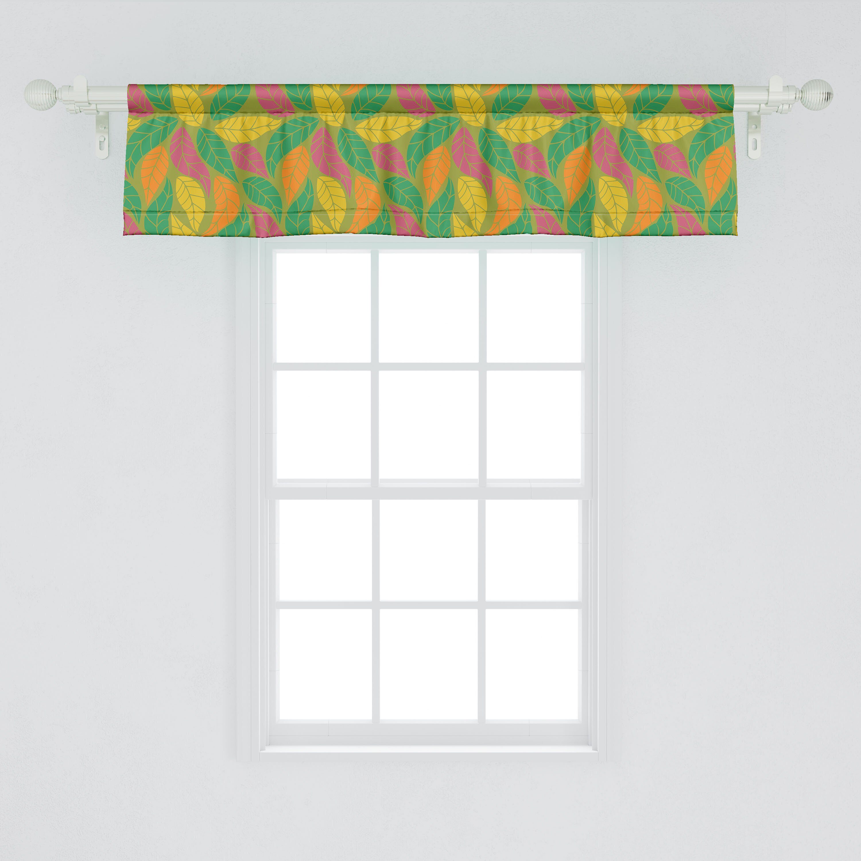 Scheibengardine Vorhang für Komposition Volant Kunst Microfaser, Schlafzimmer Dekor mit Küche Bunt Stangentasche, Blätter Abakuhaus