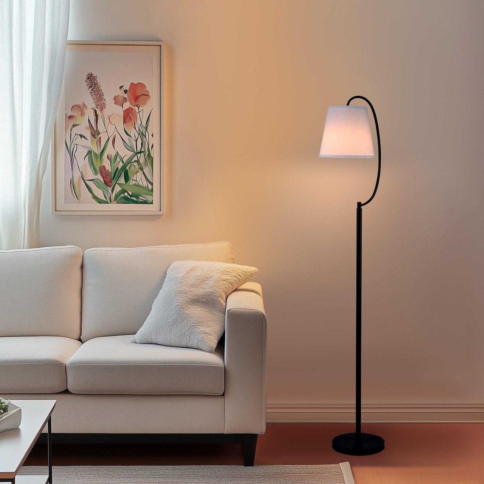 Tukrool Stehlampe Stehleuchten LED E27,Bogenlampe, Lampenschirm günstig online kaufen
