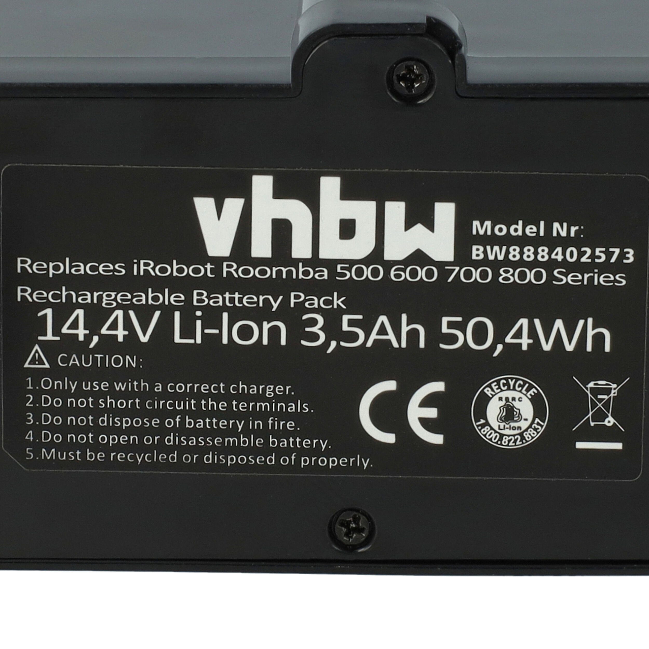 1800LI 3500 V) Li-Ion Staubsauger-Akku für iRobot für vhbw Ersatz (14,4 mAh