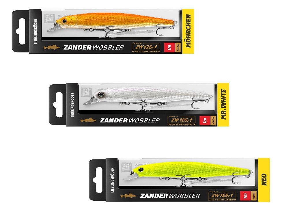 Lieblingsköder Kunstköder LIEBLINGSKÖDER - Zanderwobbler-Set Trüb 2 - 3 er Set, (3 er Set, 3-St. Zanderwobbler-trüb 2), Brilliante Farben, Weitwurfsystem